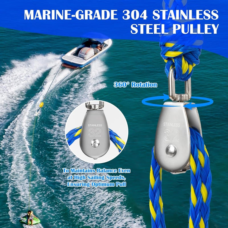 SETYPARY Boat Tow Harness for Tubing, Self Centering Tow Harness for 1-4 Riders Towable Tubes, Floating Boat Tow Rope for Watersports - Image 3